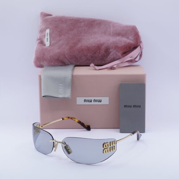 Miu Miu MUA51S 5AK50K Sunglasses Gold Rectangle Frame, Light Grey Lenses main image 9